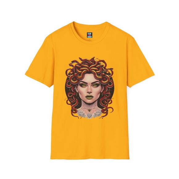 Handmade Medusa Graphic Tee Yellow Streetwear Unisex 2X - Picture 3 of 7